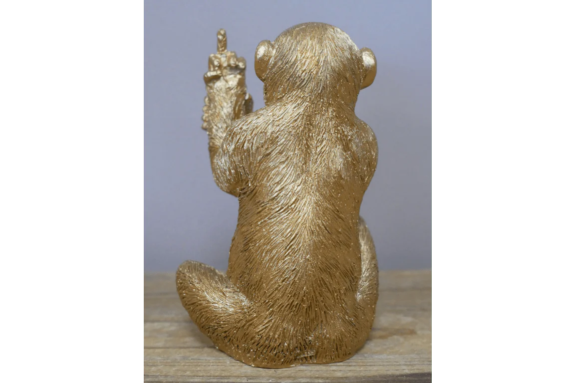 Up Yours Monkey Ornament Gold 12cm - Image 2