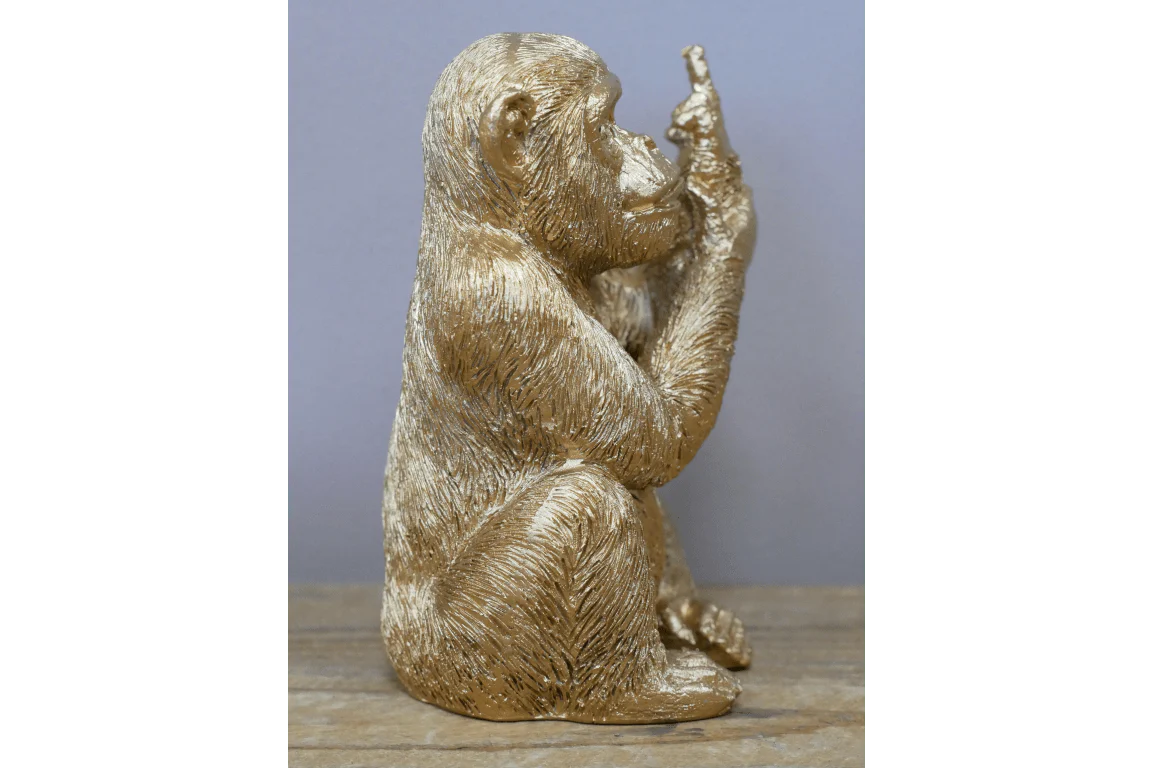 Up Yours Monkey Ornament Gold 12cm - Image 3