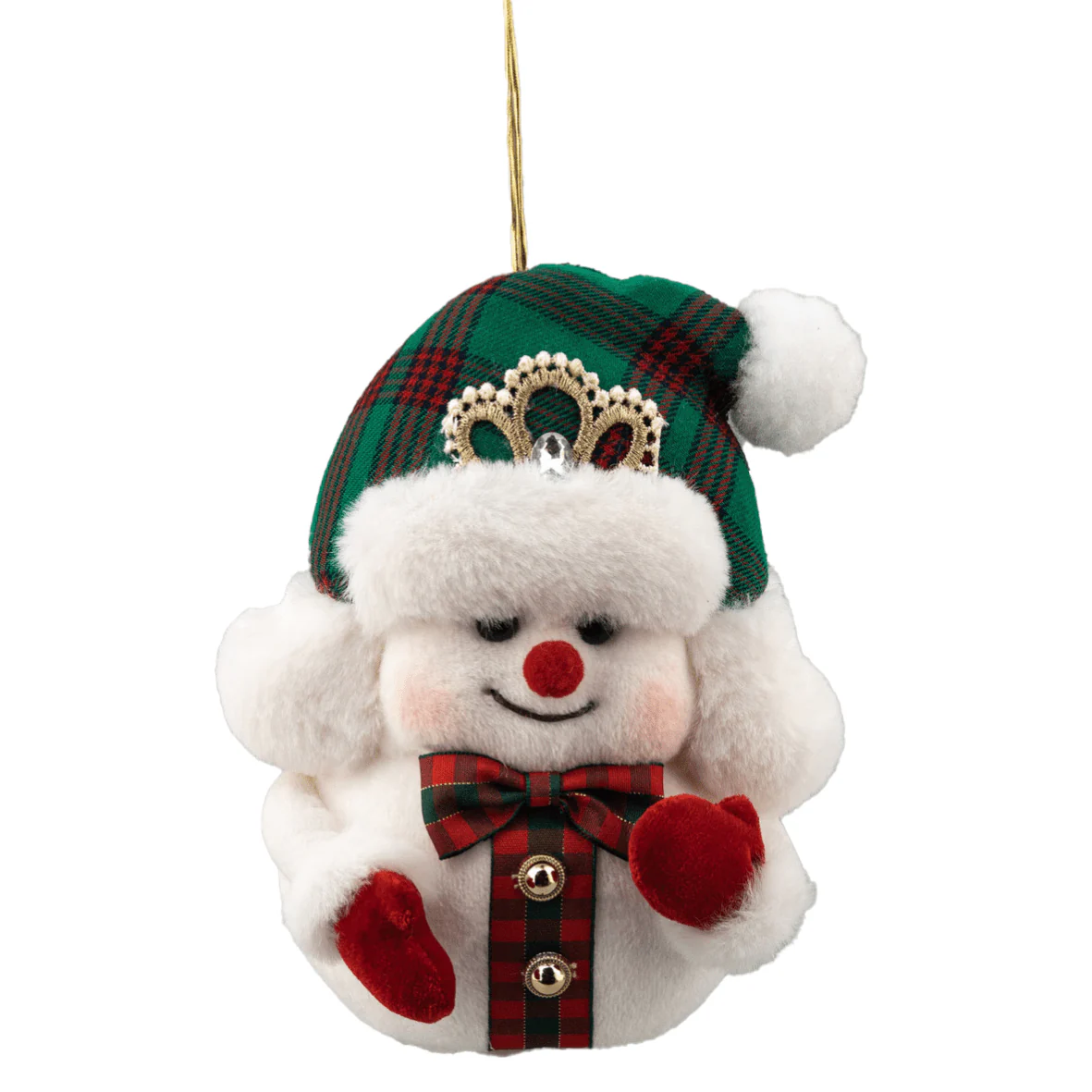 Velvet Green 15 x 9 x 19cm Hanging Snowman
