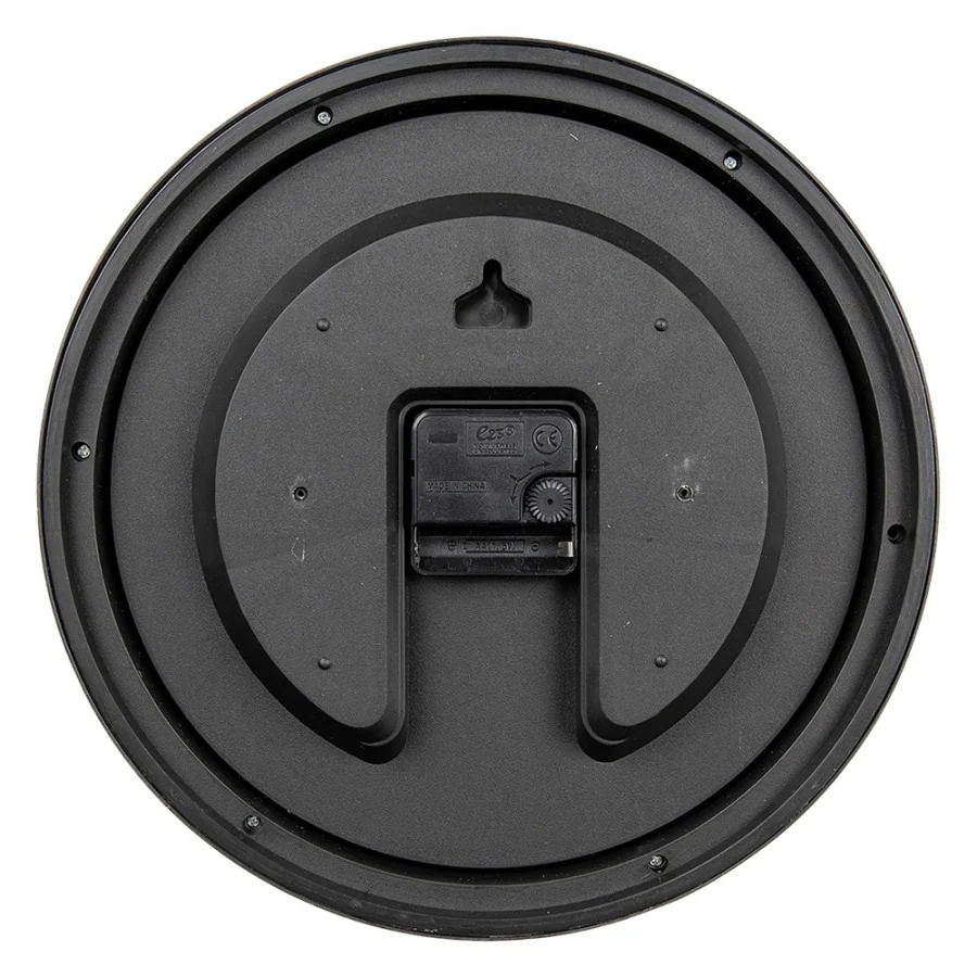 Wall Clock 23cm Black Beige Plastic Round - Image 3