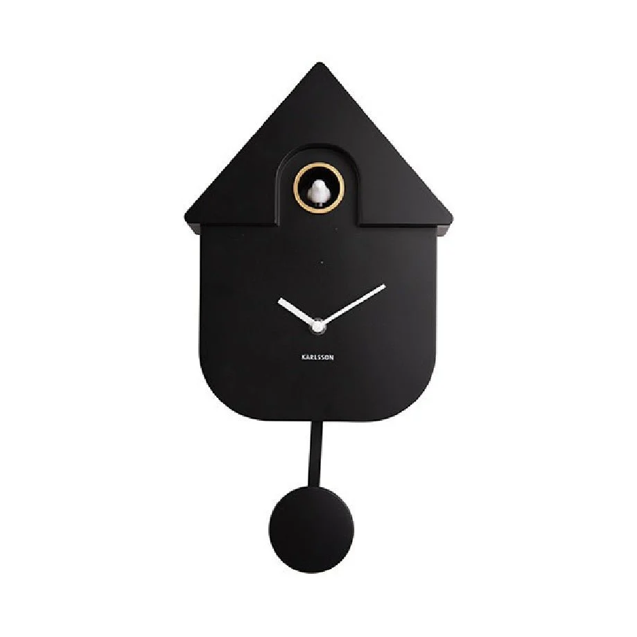 Wall Clock Modern Cuckoo Metallic Black - Image 2
