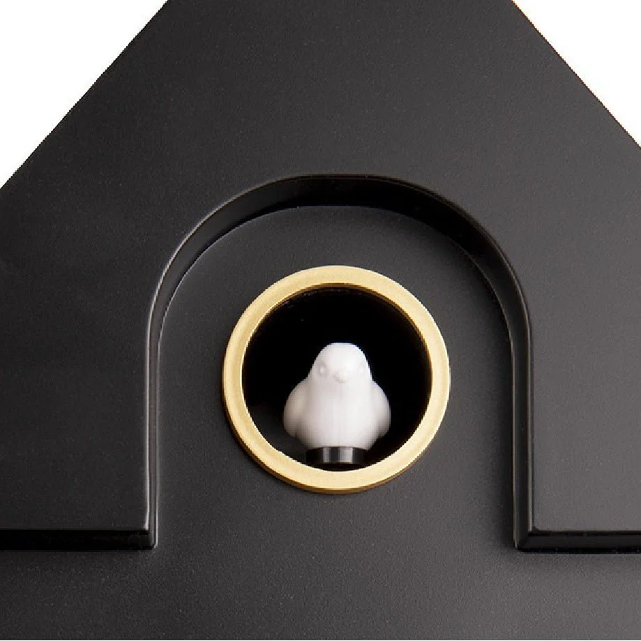 Wall Clock Modern Cuckoo Metallic Black - Image 4