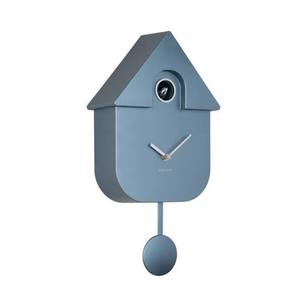 Wall Clock Modern Cuckoo Metallic Dark Blue