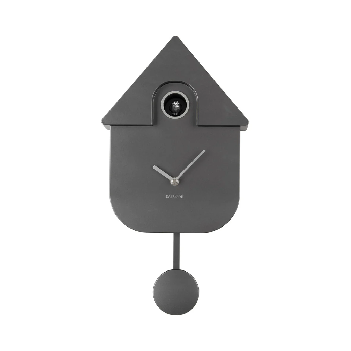 Wall Clock Modern Cuckoo Metallic Dark Grey - Image 2