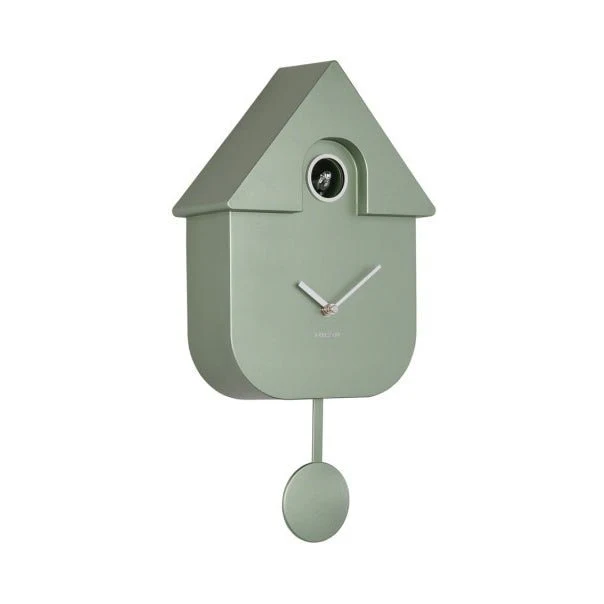 Wall Clock Modern Cuckoo Metallic Jungle Green