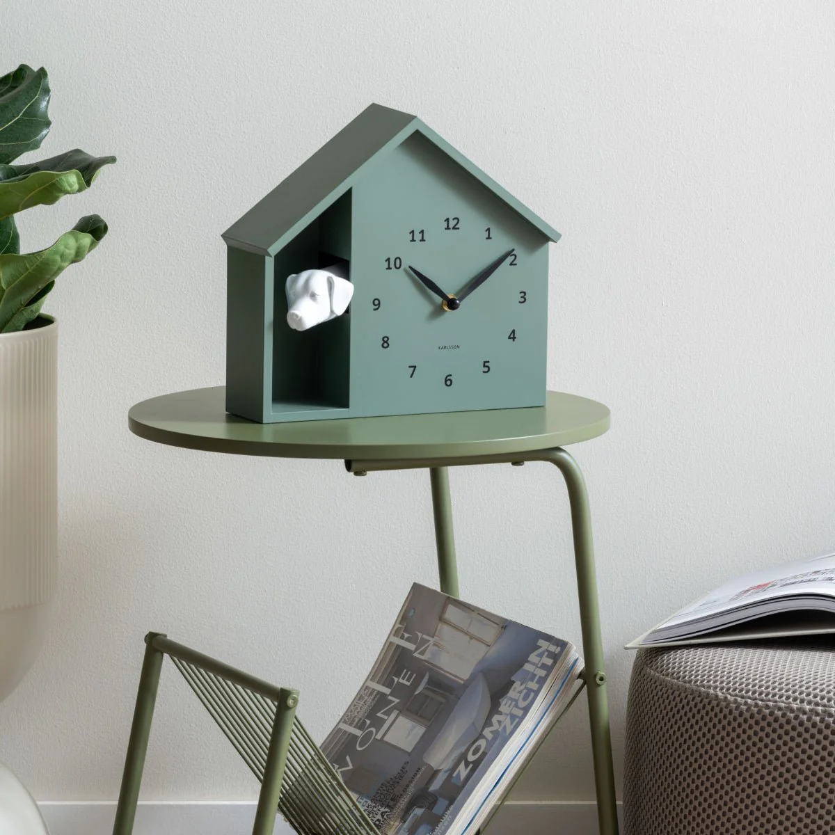 Wall Clock Peeking Doggy Jungle Green - Image 5