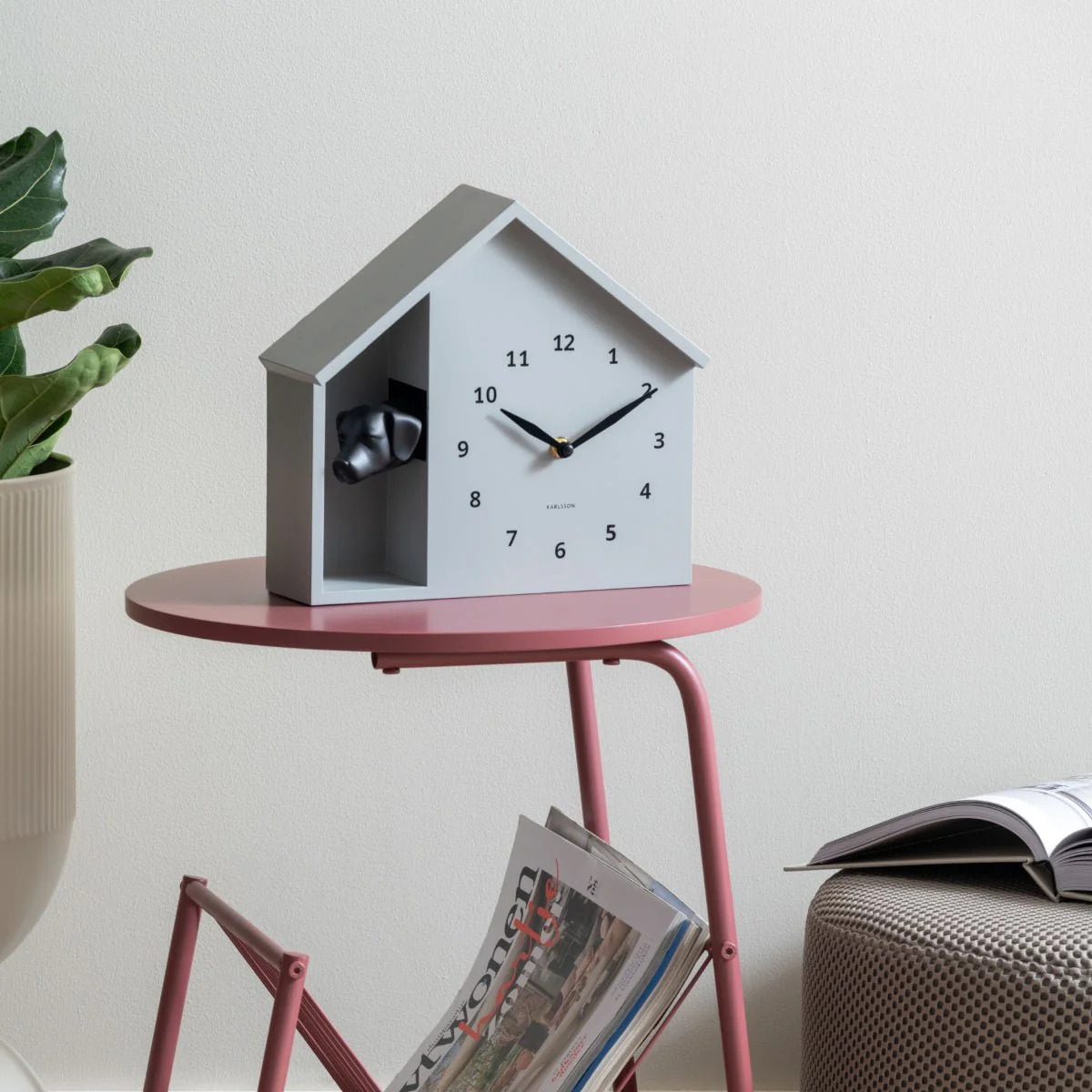 Wall Clock Peeking Doggy Mouse Grey - Image 5