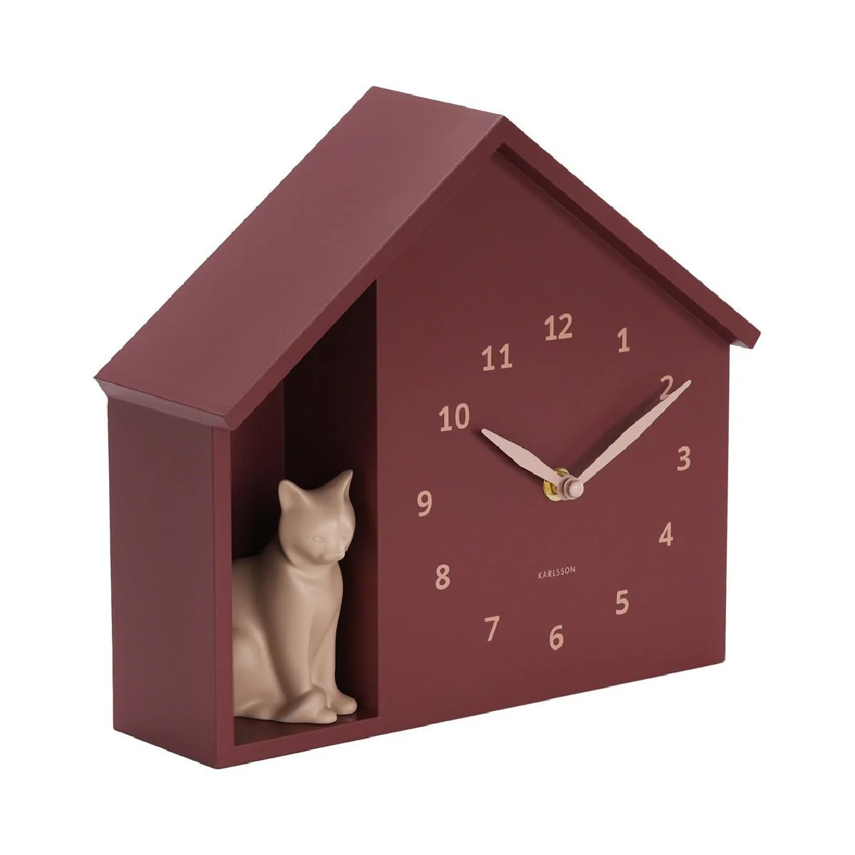 Wall Clock Sitting Cat Burgundy Red - Image 2