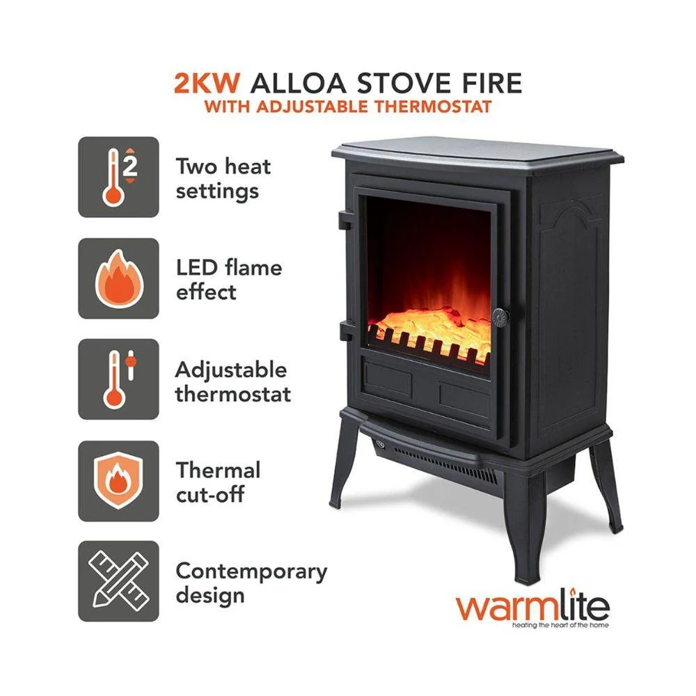 Warmlite Electric Alloa Log Effect Stove 2Kw - Image 2