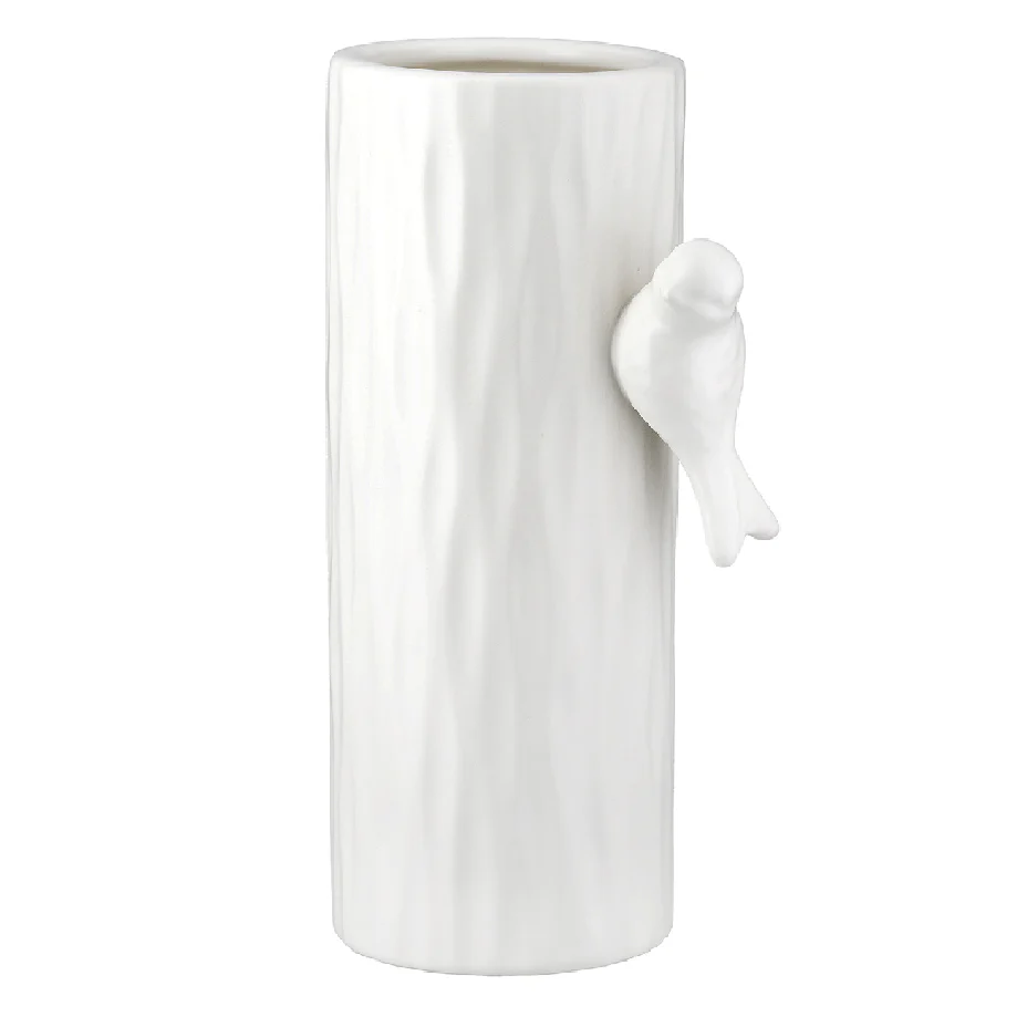 White Swallow Ceramic Vase 20cm