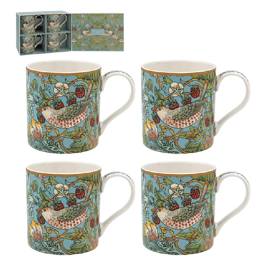 William Morris Strawberry Thief Mugs – Set of 4