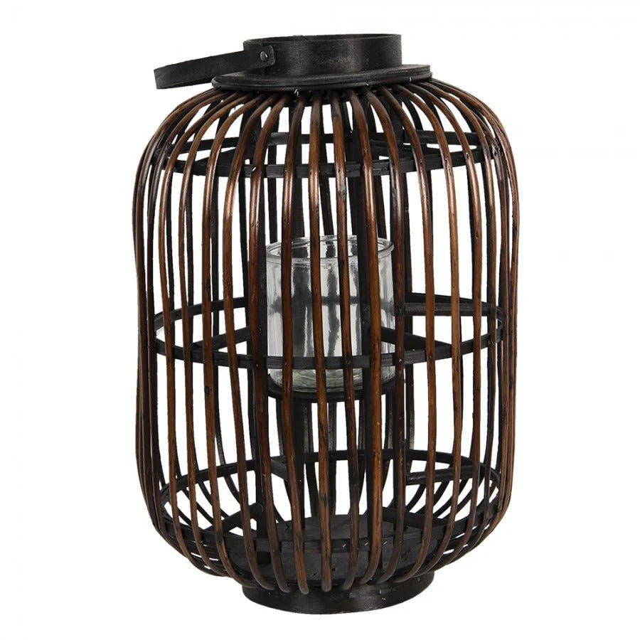 Wind Light 34 x 50cm Brown Wood Round Lantern