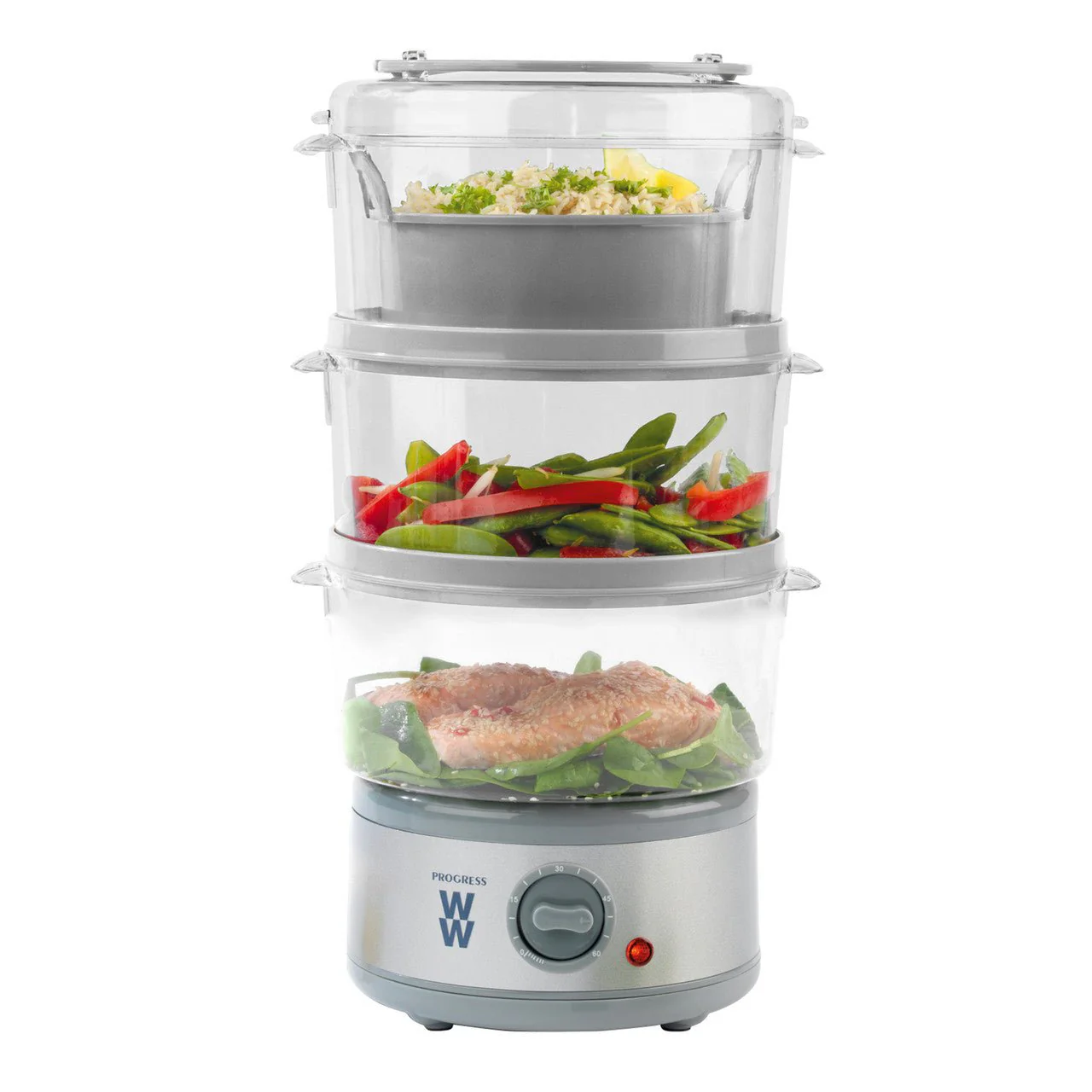 WW 3 Tier Steamer, 7.5 L, 3 Steam Baskets, 500 W