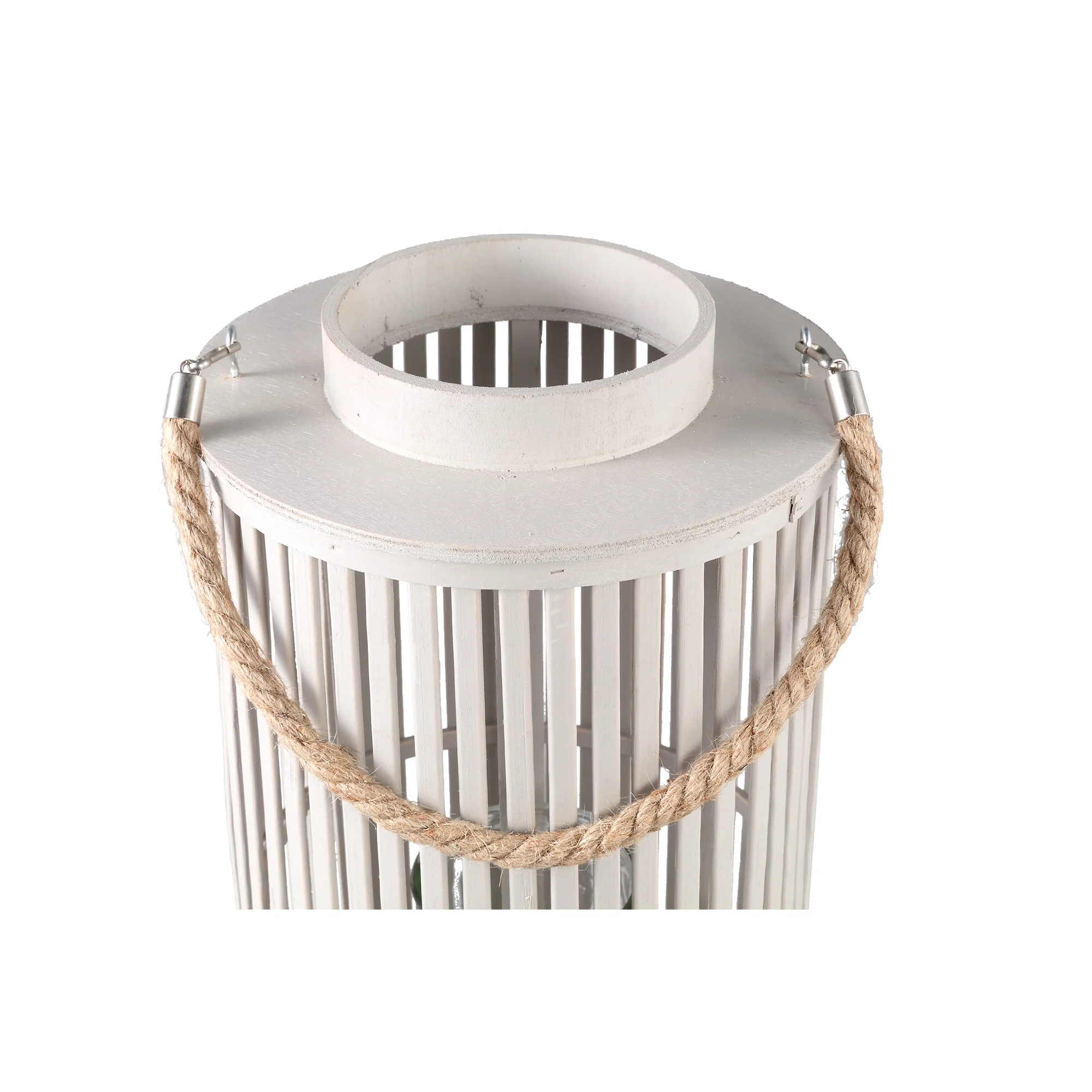 Zafria 70cm Cream Round Bamboo Lantern with Glass - Image 2