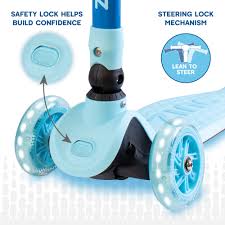 Zinc 3 Wheeled Folding LED Shine Blue Scooter - Image 3